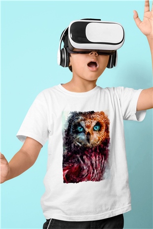 Baykuş Beyaz Unisex Çocuk Tişört