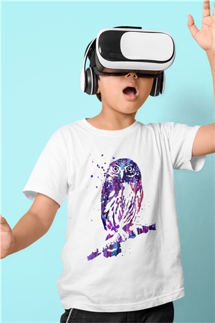 Baykuş Beyaz Unisex Çocuk Tişört