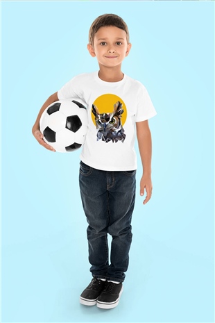 Baykuş Beyaz Unisex Çocuk Tişört