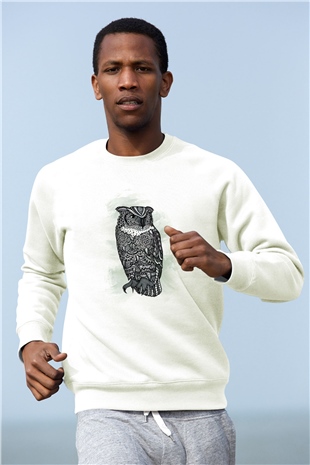 Baykuş Beyaz Unisex Sweatshirt