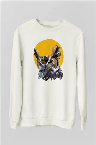Baykuş Beyaz Unisex Sweatshirt