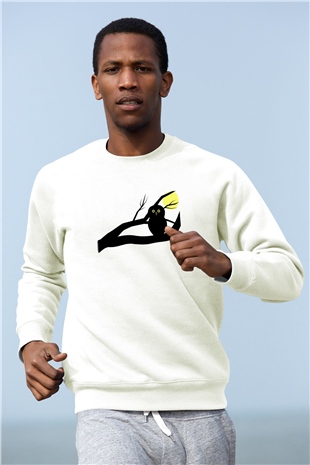 Baykuş Beyaz Unisex Sweatshirt