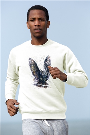 Baykuş Beyaz Unisex Sweatshirt