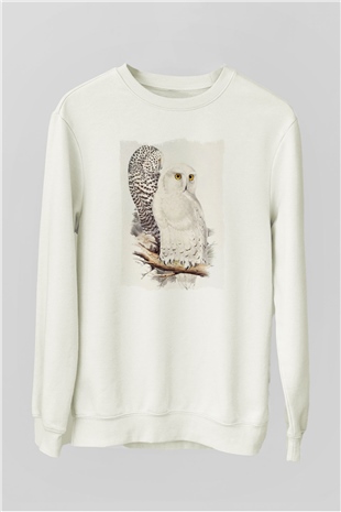 Baykuş Beyaz Unisex Sweatshirt