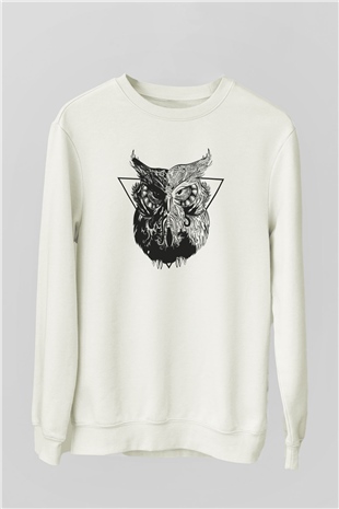 Baykuş Beyaz Unisex Sweatshirt