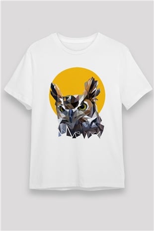Baykuş Beyaz Unisex Tişört T-Shirt - TişörtFabrikası