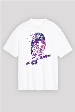 Baykuş Beyaz Oversize Tişört Oversize T-shirt - TişörtFabrikası