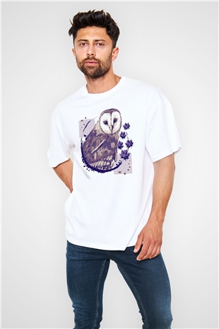 Baykuş Beyaz Oversize Tişört Oversize T-shirt - TişörtFabrikası