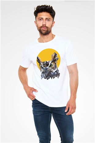 Baykuş Beyaz Unisex Tişört T-Shirt - TişörtFabrikası