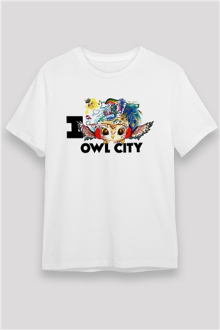 Baykuş Beyaz Unisex Tişört T-Shirt - TişörtFabrikası
