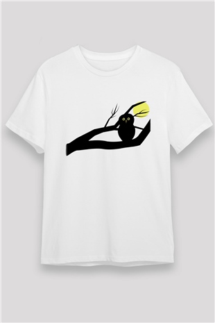 Baykuş Beyaz Unisex Tişört T-Shirt - TişörtFabrikası