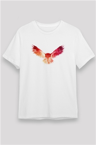 Baykuş Beyaz Unisex Tişört T-Shirt - TişörtFabrikası