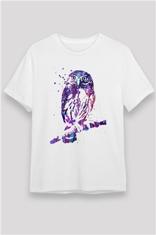 Baykuş Beyaz Unisex Tişört T-Shirt - TişörtFabrikası
