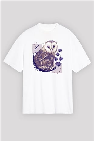 Baykuş Beyaz Oversize Tişört Oversize T-shirt - TişörtFabrikası