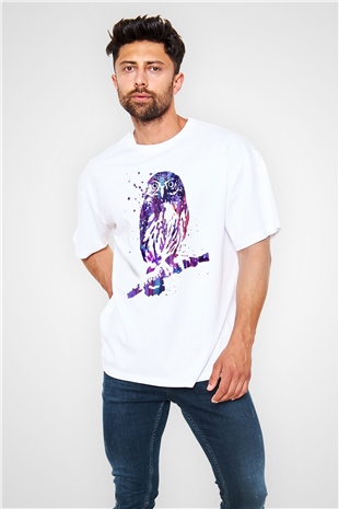 Baykuş Beyaz Oversize Tişört Oversize T-shirt - TişörtFabrikası