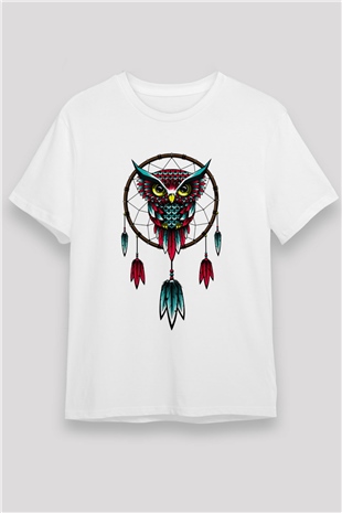 Baykuş Beyaz Unisex Tişört T-Shirt - TişörtFabrikası