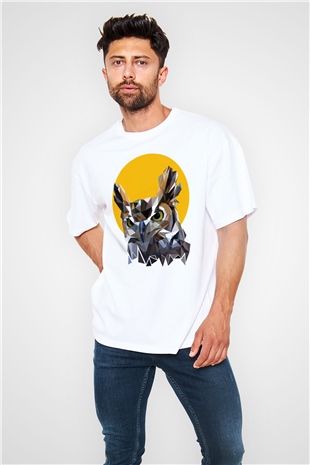 Baykuş Beyaz Oversize Tişört Oversize T-shirt - TişörtFabrikası