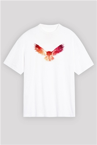 Baykuş Beyaz Oversize Tişört Oversize T-shirt - TişörtFabrikası