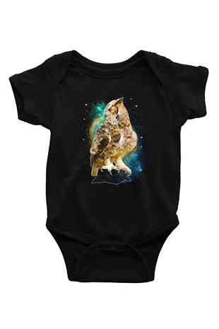 Baykuş Siyah Bebek Body - Zıbın