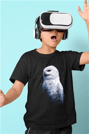 Baykuş Siyah Unisex Çocuk Tişört
