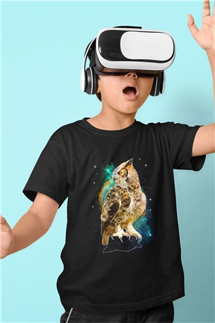 Baykuş Siyah Unisex Çocuk Tişört