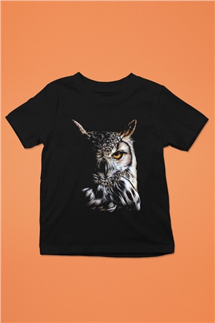 Baykuş Siyah Unisex Çocuk Tişört