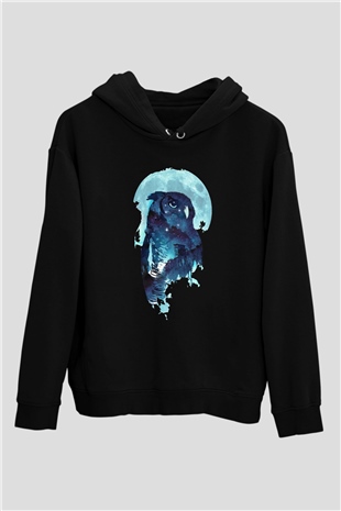 Baykuş Siyah Unisex Hoodie