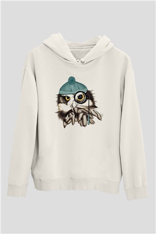 Baykuş Siyah Unisex Kapüşonlu Sweatshirt