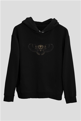 Baykuş Siyah Unisex Kapüşonlu Sweatshirt