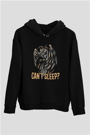 Baykuş Siyah Unisex Kapüşonlu Sweatshirt
