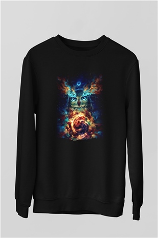 Baykuş Siyah Unisex Sweatshirt