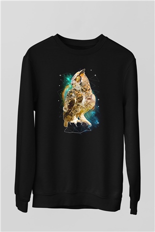 Baykuş Siyah Unisex Sweatshirt