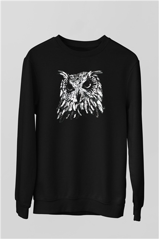 Baykuş Siyah Unisex Sweatshirt