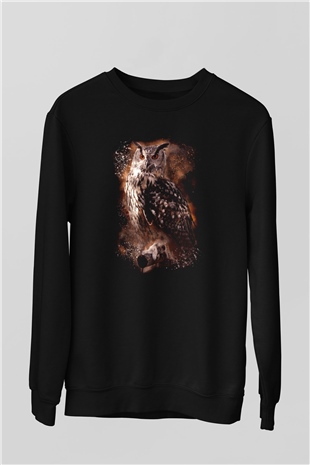 Baykuş Siyah Unisex Sweatshirt