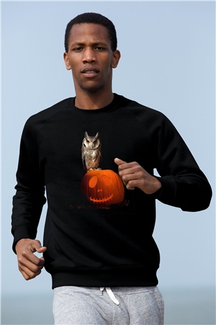 Baykuş Siyah Unisex Sweatshirt