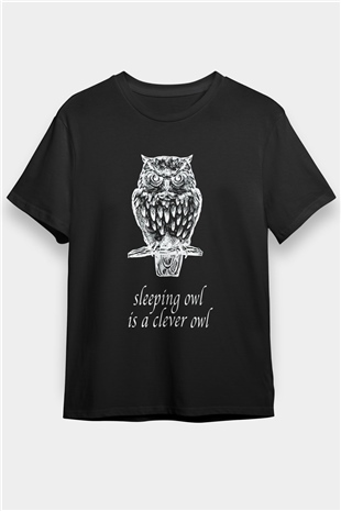 Baykuş Siyah Unisex Tişört T-Shirt - TişörtFabrikası