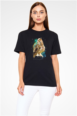 Baykuş Siyah Unisex Tişört T-Shirt - TişörtFabrikası