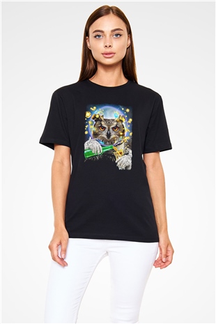 Baykuş Siyah Unisex Tişört T-Shirt - TişörtFabrikası