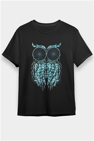 Baykuş Siyah Unisex Tişört T-Shirt - TişörtFabrikası