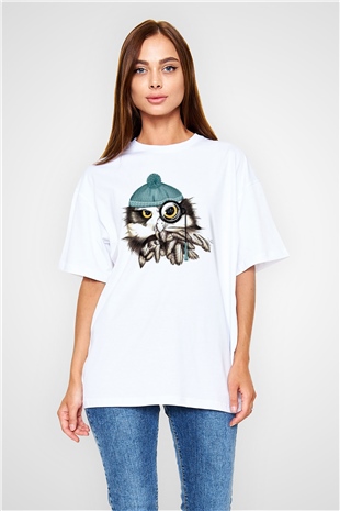Baykuş Siyah Oversize Tişört Oversize T-shirt - TişörtFabrikası