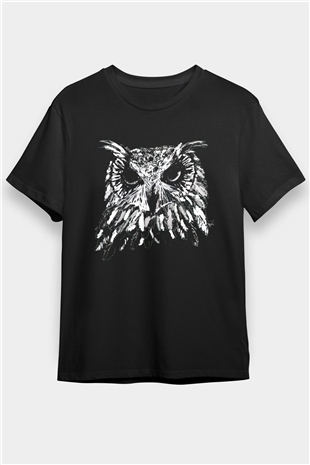 Baykuş Siyah Unisex Tişört T-Shirt - TişörtFabrikası