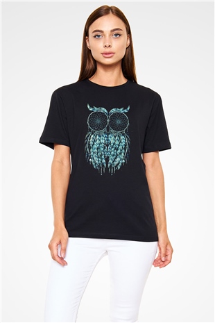 Baykuş Siyah Unisex Tişört T-Shirt - TişörtFabrikası