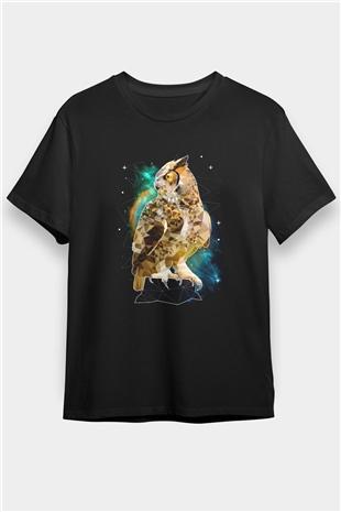 Baykuş Siyah Unisex Tişört T-Shirt - TişörtFabrikası