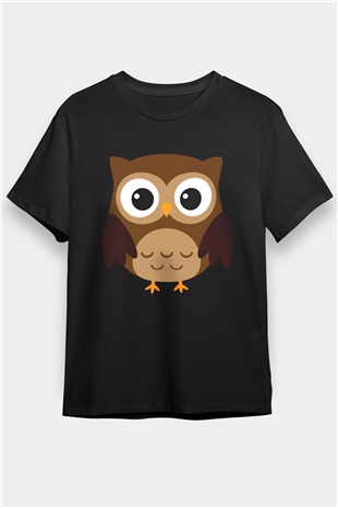 Baykuş Siyah Unisex Tişört T-Shirt - TişörtFabrikası