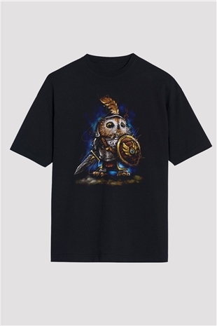 Baykuş Siyah Oversize Tişört Oversize T-shirt - TişörtFabrikası