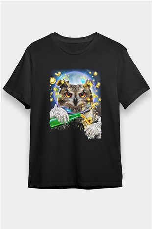 Baykuş Siyah Unisex Tişört T-Shirt - TişörtFabrikası