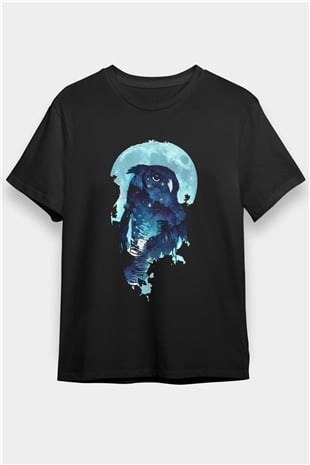 Baykuş Siyah Unisex Tişört T-Shirt - TişörtFabrikası