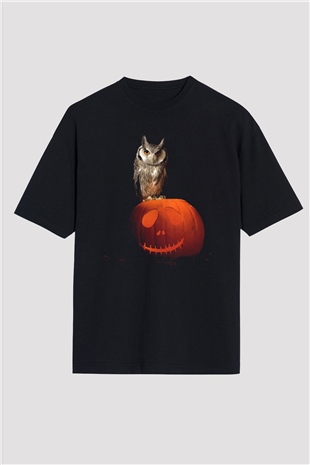 Baykuş Siyah Oversize Tişört Oversize T-shirt - TişörtFabrikası