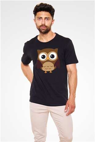 Baykuş Siyah Unisex Tişört T-Shirt - TişörtFabrikası