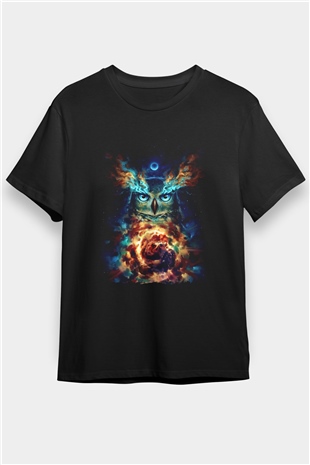 Baykuş Siyah Unisex Tişört T-Shirt - TişörtFabrikası